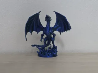 Blue Dragon Standing on Blue Flames Statue