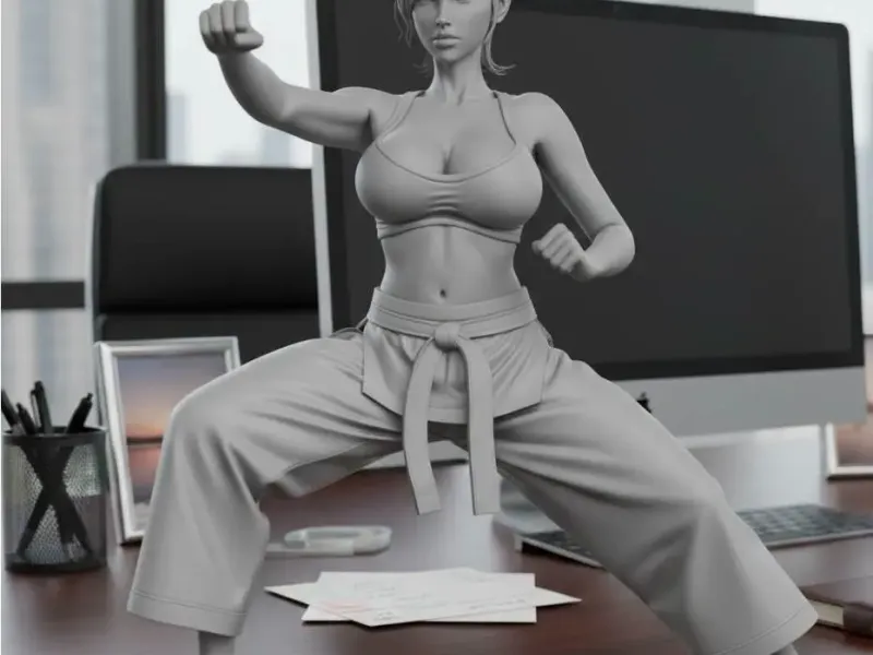 sexy woman at karate training