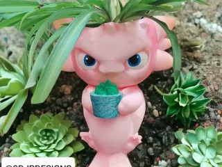 HANGING AXOLOTL PLANTER / PENCIL HOLDER / FLOWER POT