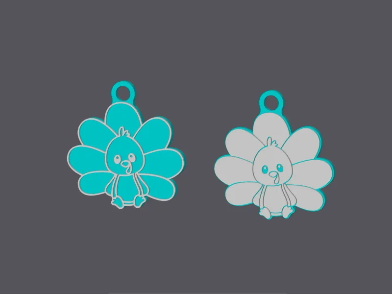 Farm Animals - Sitting Turkey/Peacock - Earring & Pendant