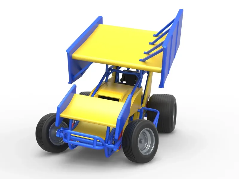 Winged Sprint car while turning Scale 1:25
