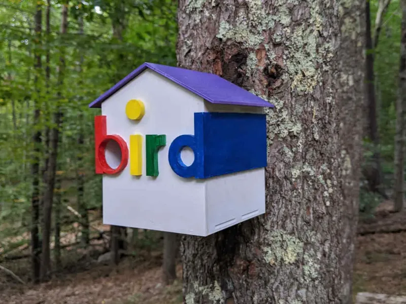 3D-geprint vogelhuisje, "vogel" huisje met montagegaten