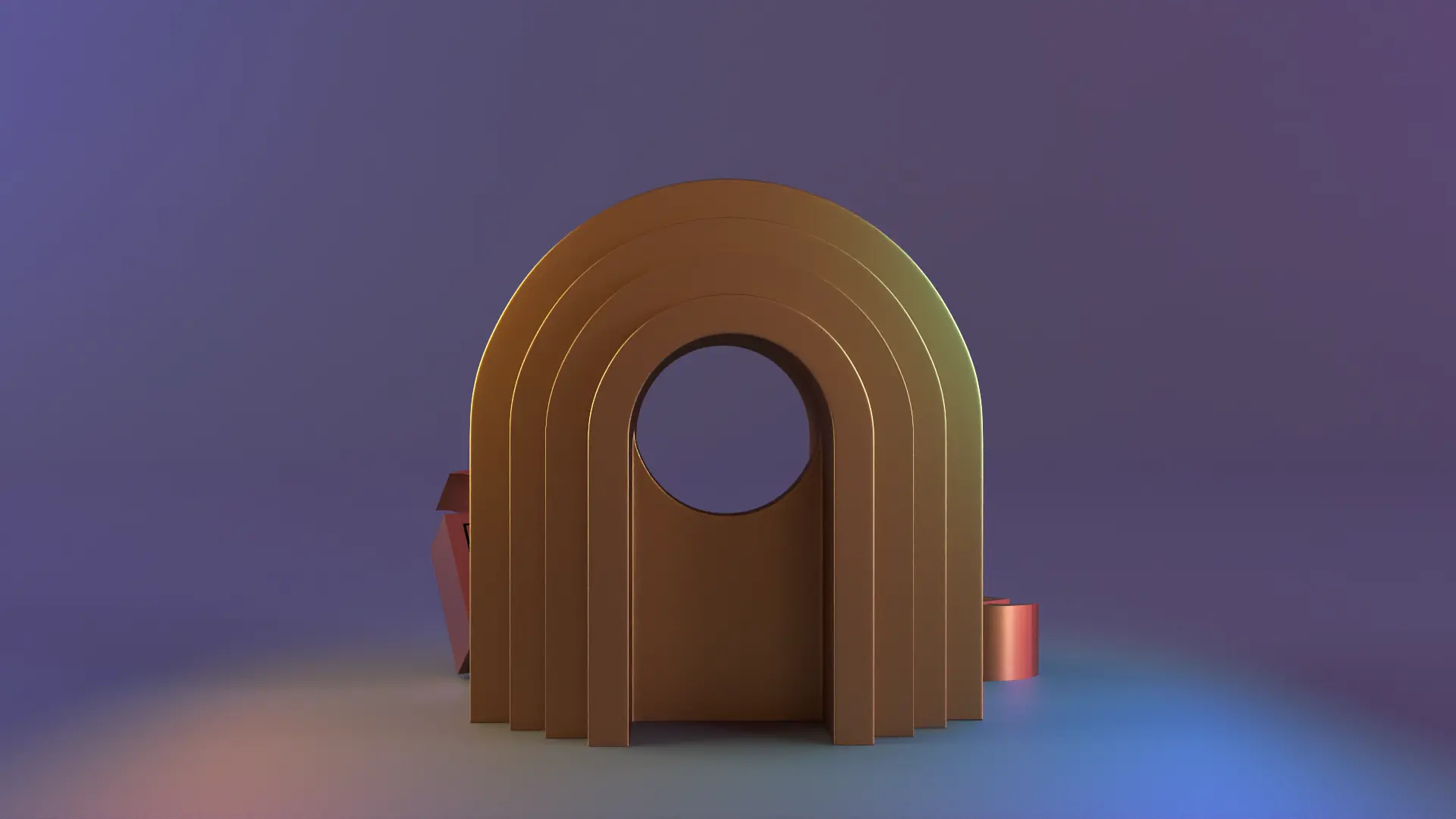 Arco forma escritorio decoración objeto 02