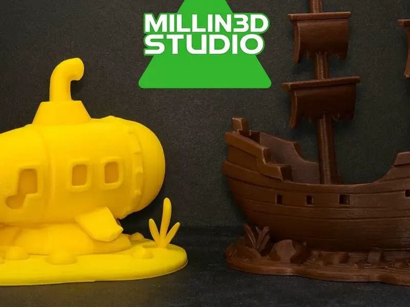 2 in 1 Aquarium decorations -Sunken Submarine - Sunken ship
