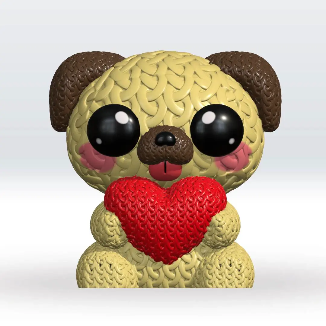 Knitted Pug Dog Multicolor 3D Model STL file Cute Knitted