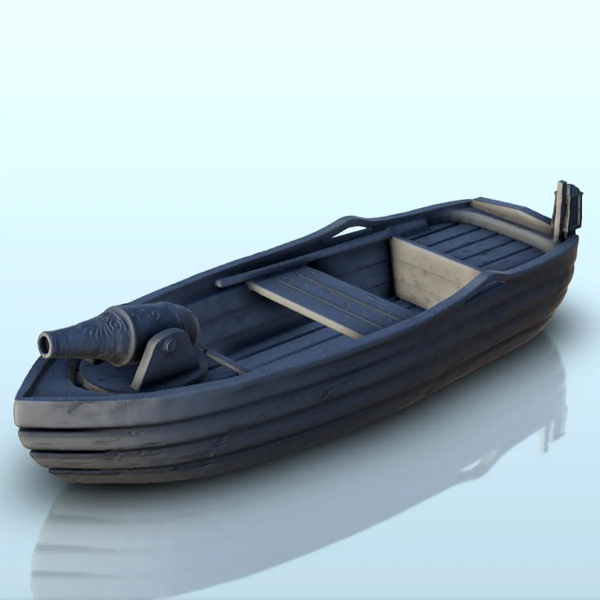 Paddelboot mit Pulverkanone (1) - Kulisse mittelalterliches Miniat