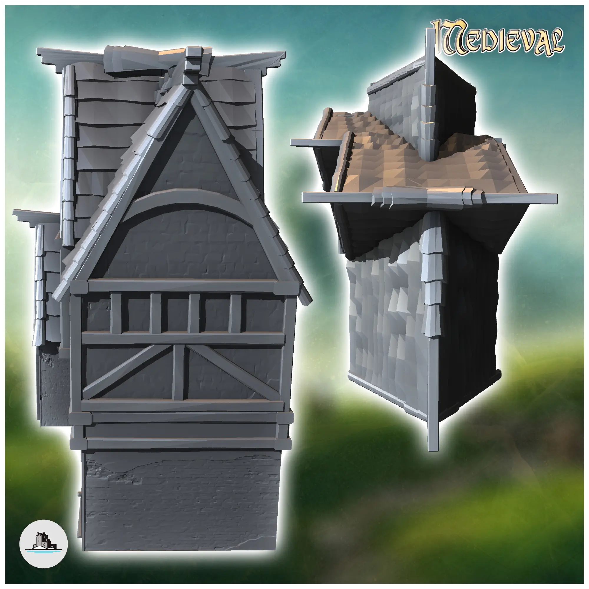 Casa medieval con granero interior abierto (11) - miniatur