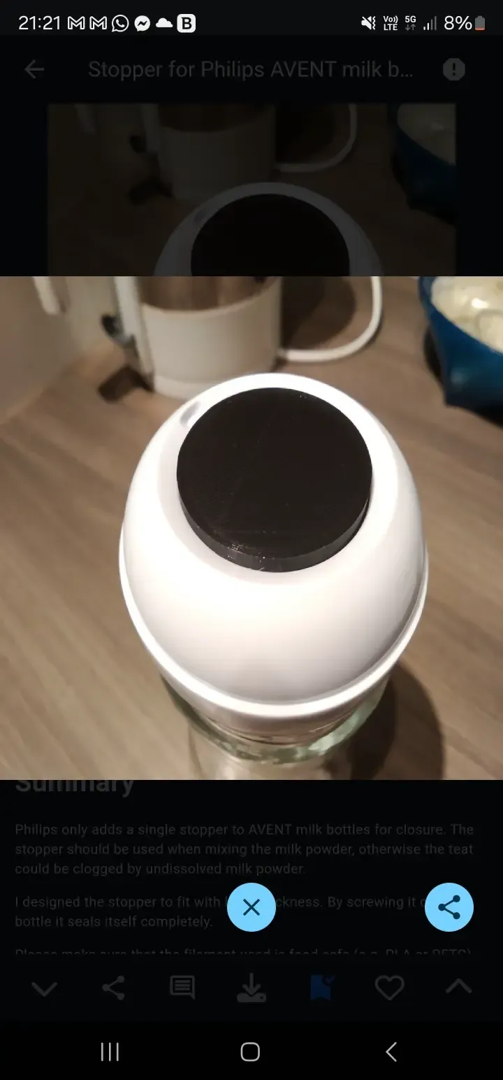 Philips avent cap bottle 