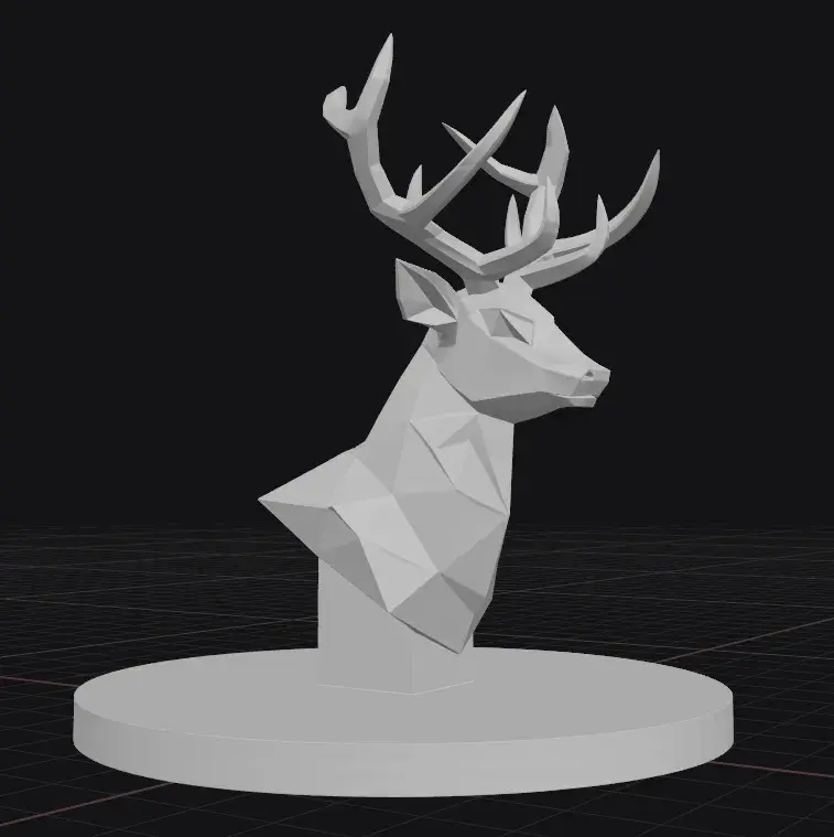 low poly deer bust Sculpture