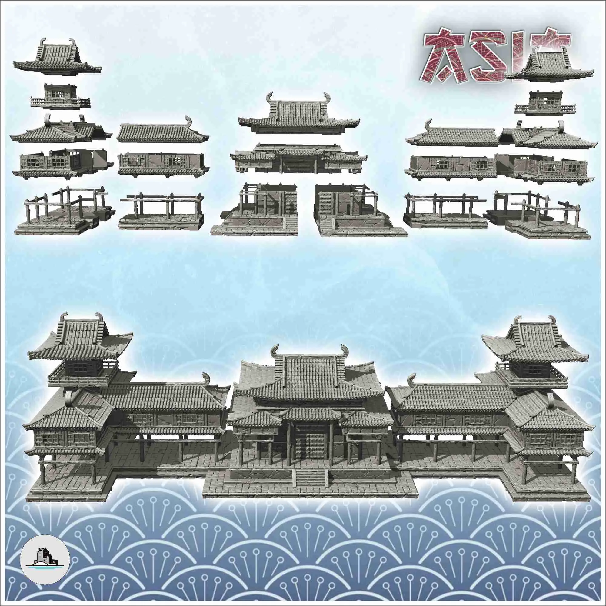 Large Asian palace with two wings (29) - Japan China Korea