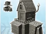Medieval house with entrance under porch, two-storey terrace-0