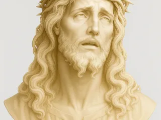 Busto de jesus com coroa de espinhos