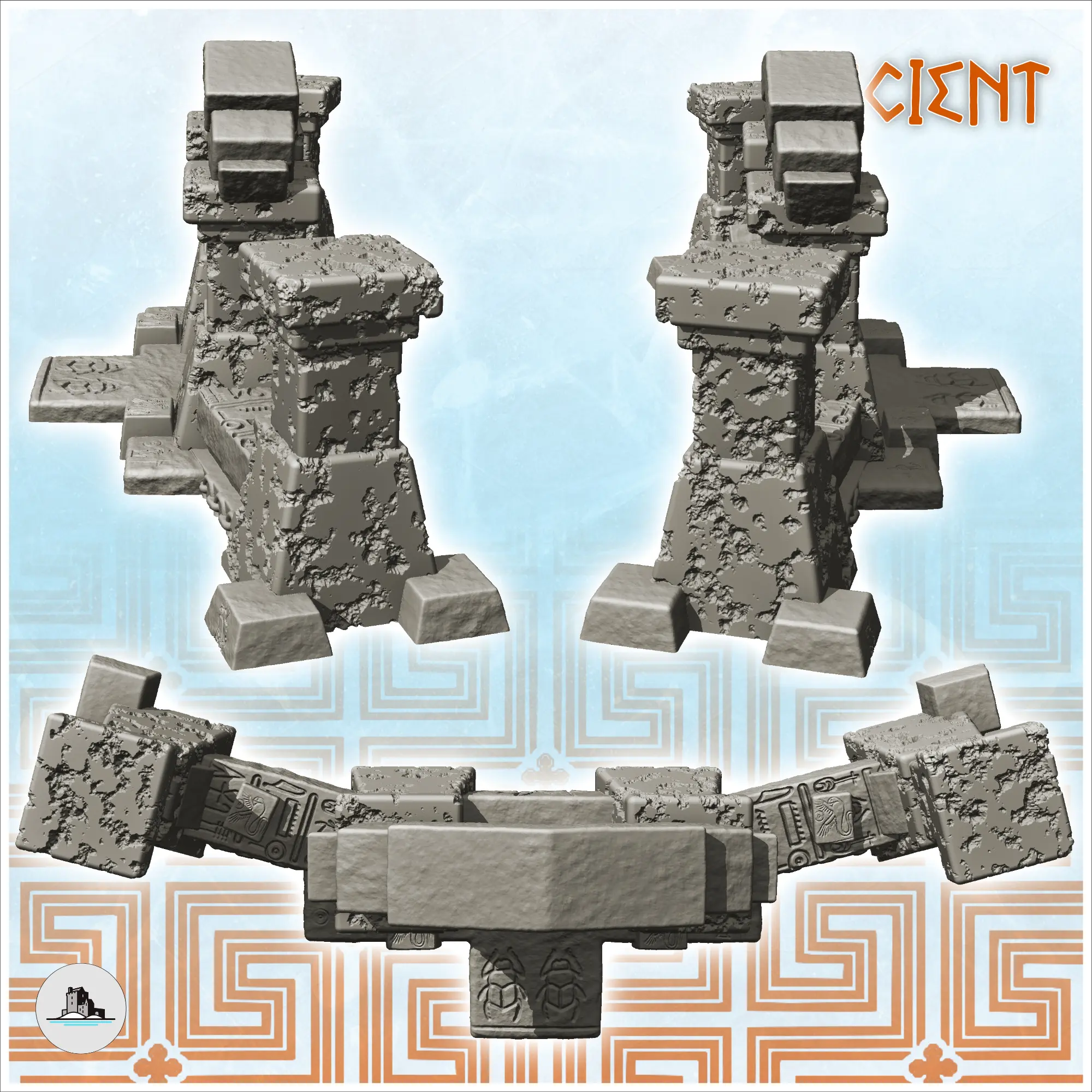 Egyptian temple wall ruin (2) - miniatures warhammer mini RP