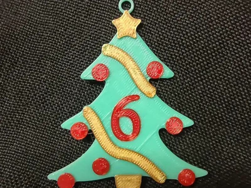 6 Number - Christmas Tree with Baubles, Tinsels and Star