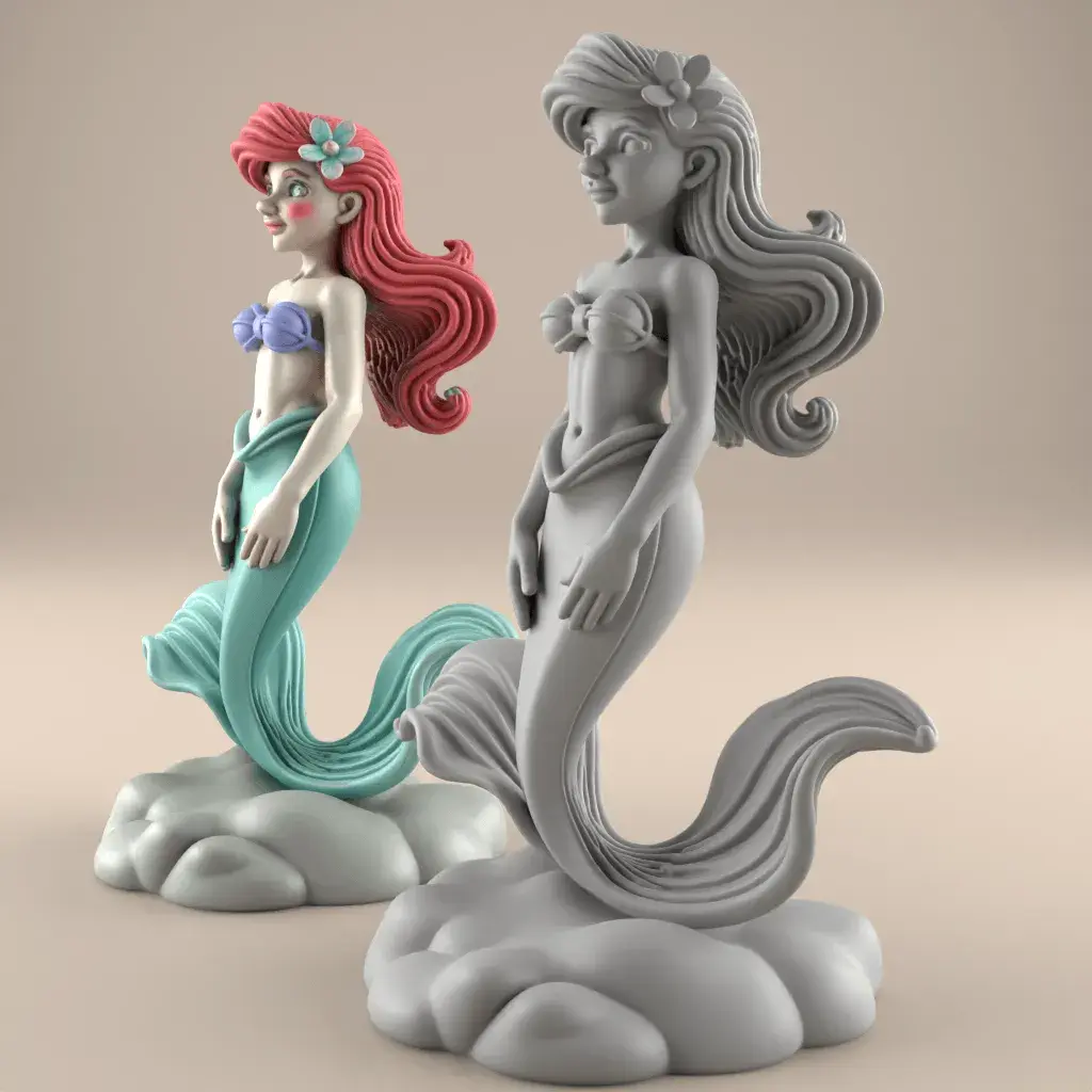 Mermaid Figure STL - Cute 3D Model for Home Decor