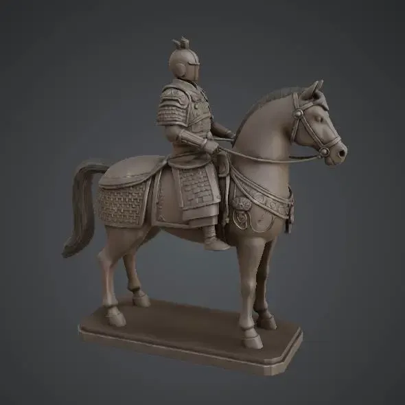 Antique Chinese warrior with horse