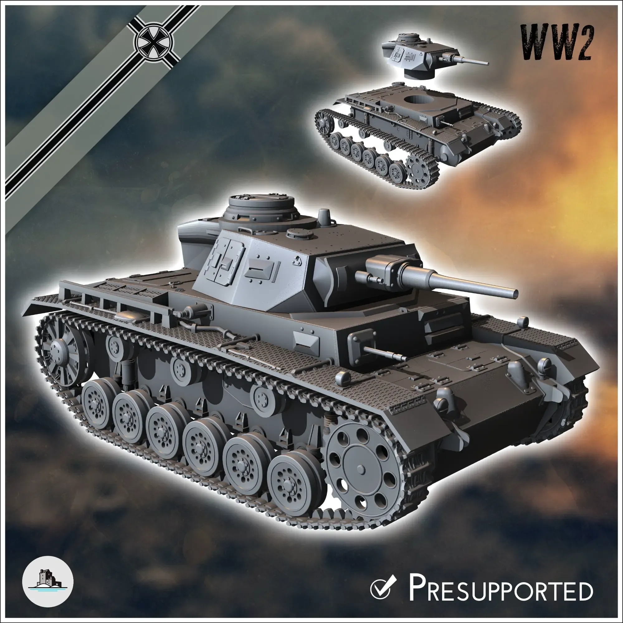 Panzer III Ausf. G - WW2 miniatures armor war flames world t