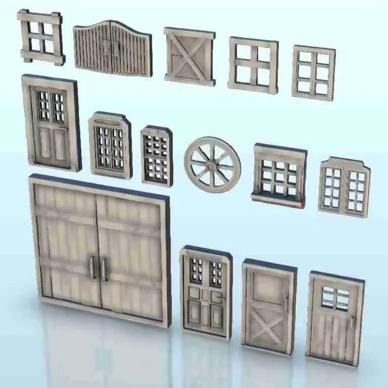 Conjunto de janelas e portas do Oeste Selvagem - western antigo ACW EUA