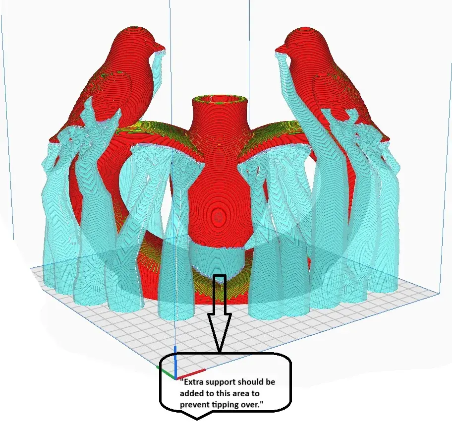 Bird heart vase STL, romantic decor planter