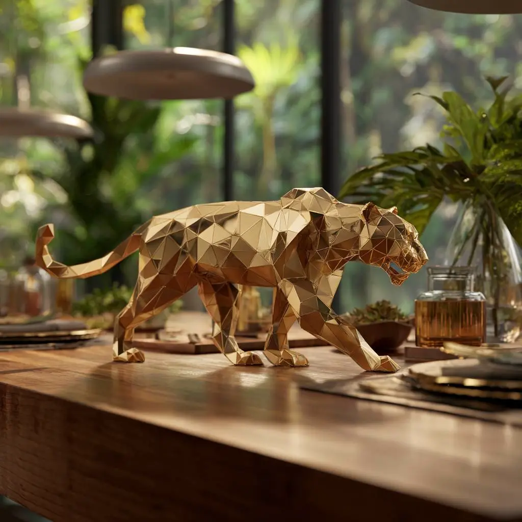 3D Printer Files | 3MF File | Polygonal Leopard 01