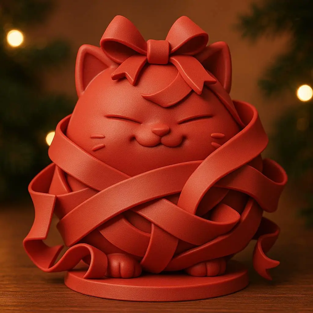 Christmas Ribboned Cat