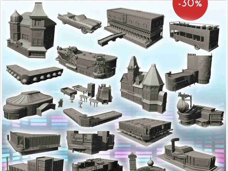 Las Vegas casino's pack Nr. 1 - terrein landschap moderne nachtc