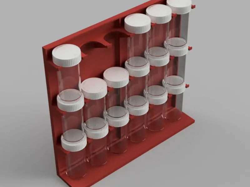 Pill Bottle parts storage rack freestanding version