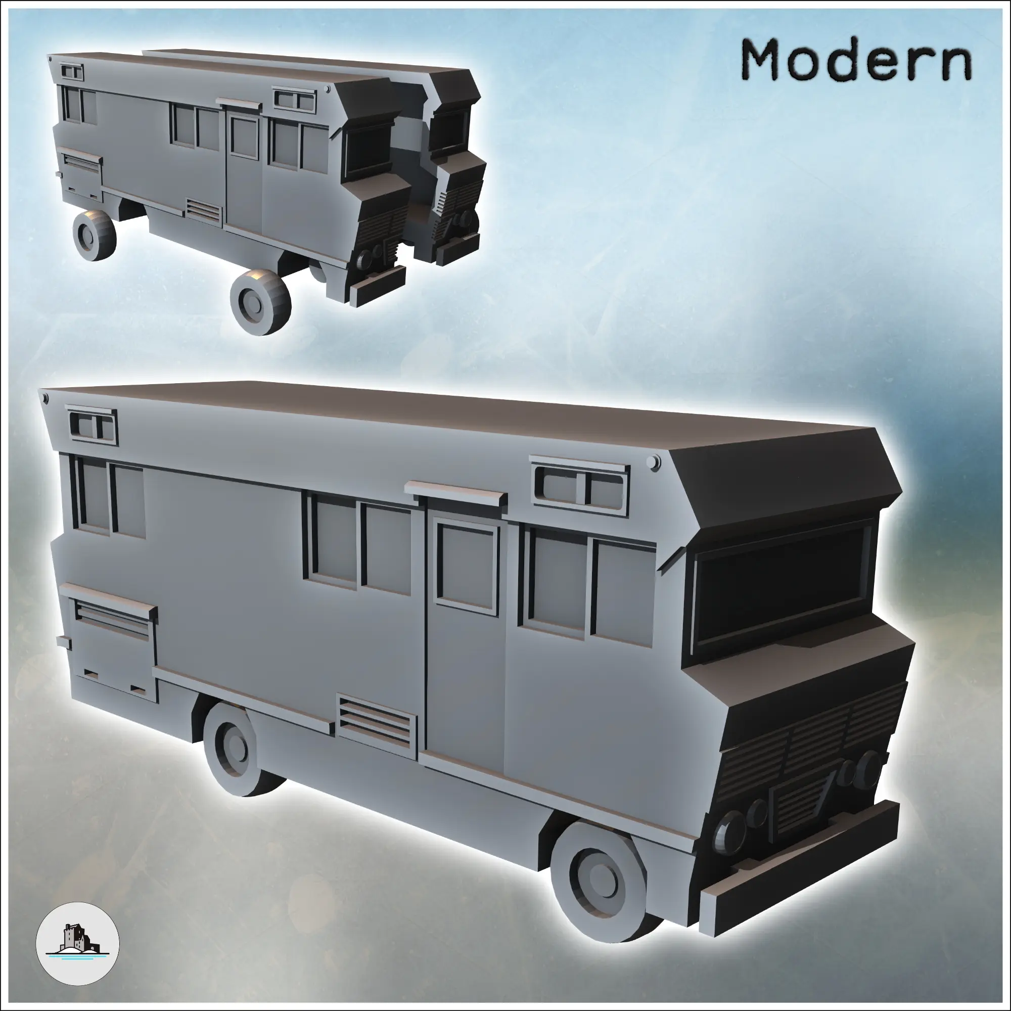 Modern caravan with multiple windows and side door (3) - min