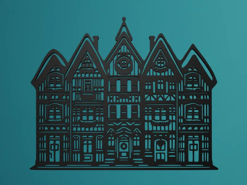 Architectural Elegance: Victorian House Silhouette