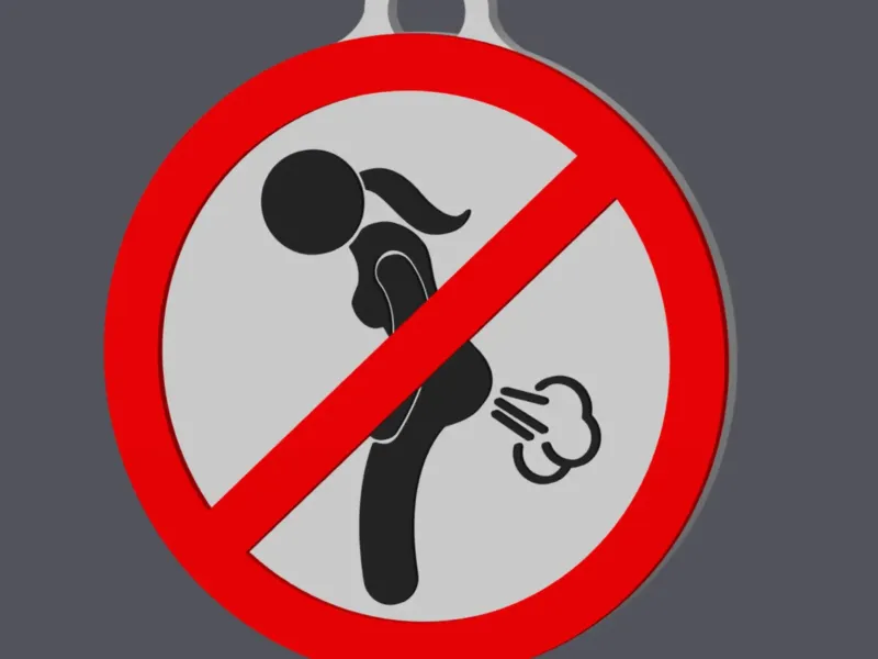 Fart Forbidden v2 Female Version - Traffic Sign - Keychain