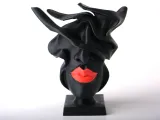 Veiled Lips Bust Sculpture - Abstract Female Face-1