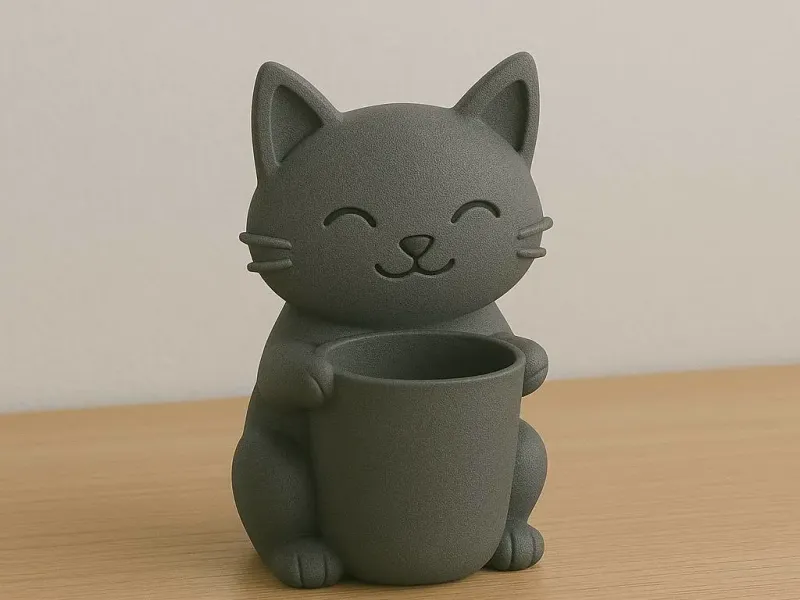 Cute Cat Planter | Adorable Desk Pen Holder & Mini Pot