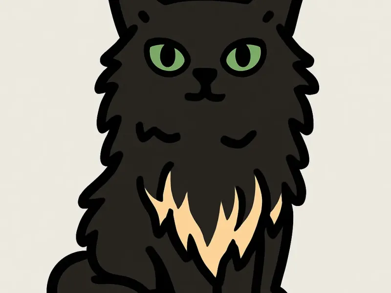 Black Fluffy Cat Pin