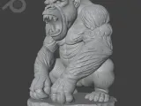 Angry Gorilla Statue STL | Roaring Gorilla Figurine | Single-4