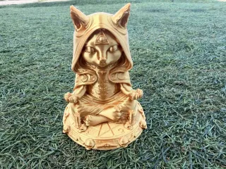 Mystic Witchcraft Meditating Cat Figurine with Arcane Sigil