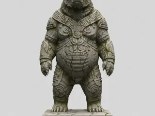 Temple Bear Guardian – Ancient Ruins Sentinel Diorama