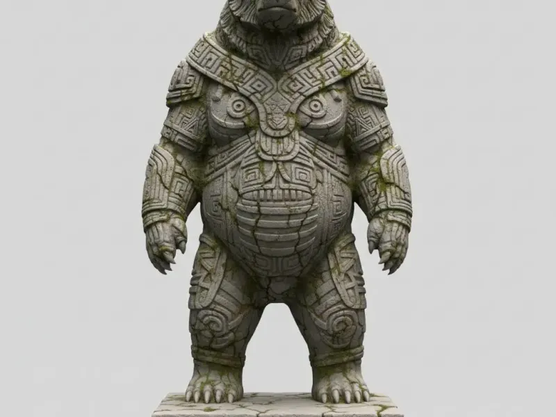 Temple Bear Guardian – Ancient Ruins Sentinel Diorama