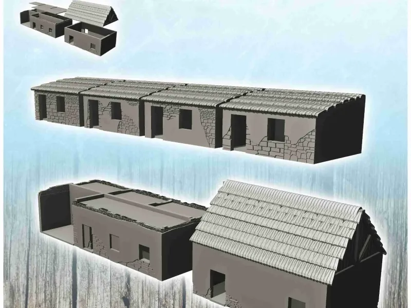 アラモ砦西側建物セット (3) - ミニチュア