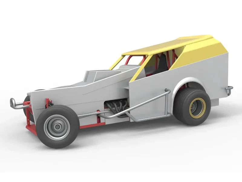 Vintage Dirt Modified stock car V7 while turning Scale 1:25