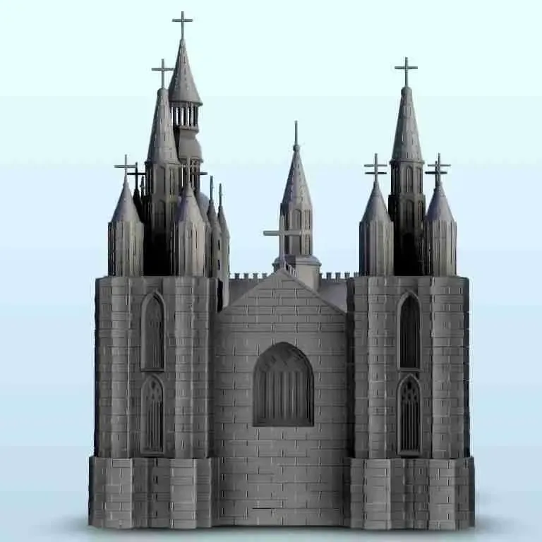 Gothic church with bell tower 15 - scenery medieval miniatur