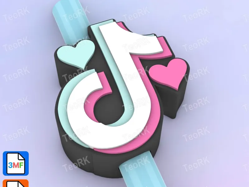 Straw Topper TikTok logo with heart