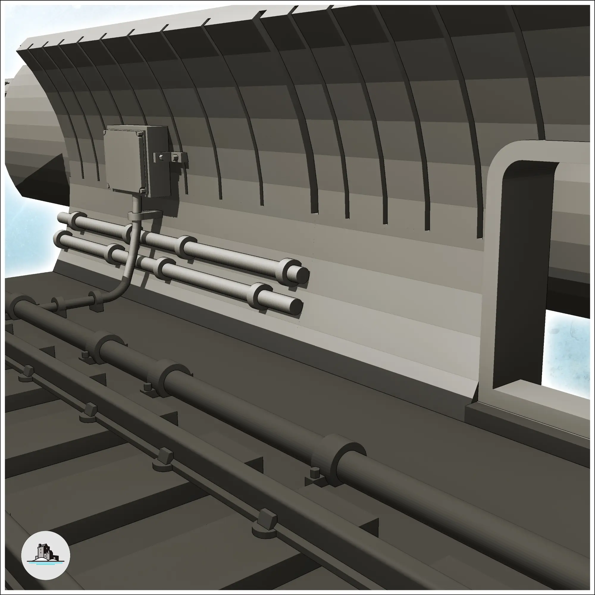 Conjunto modular de red de metro con túneles y un