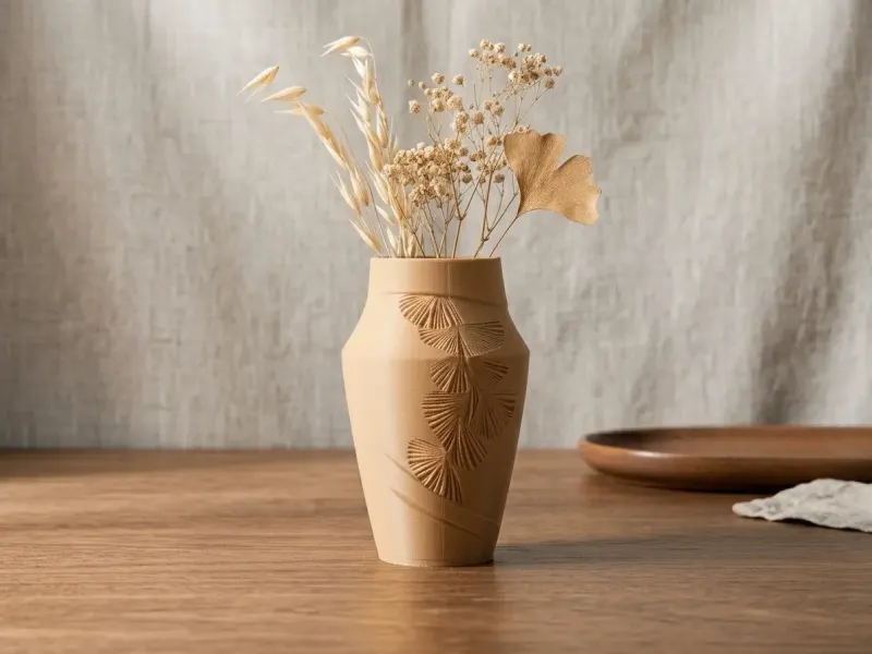 Vaso de Flores Decorativo Elegante - Design com Padrão de Leque