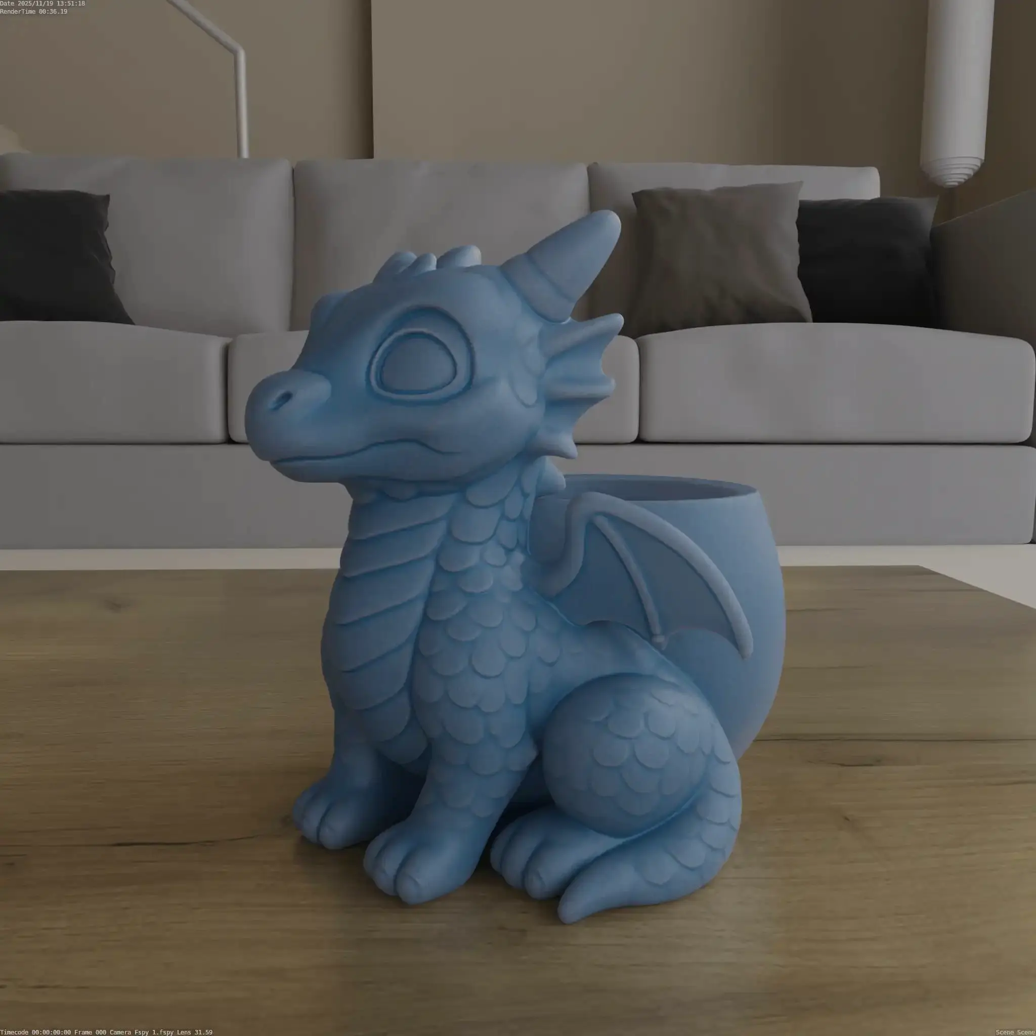 Cute Baby Dragon Planter STL 3D Print Model