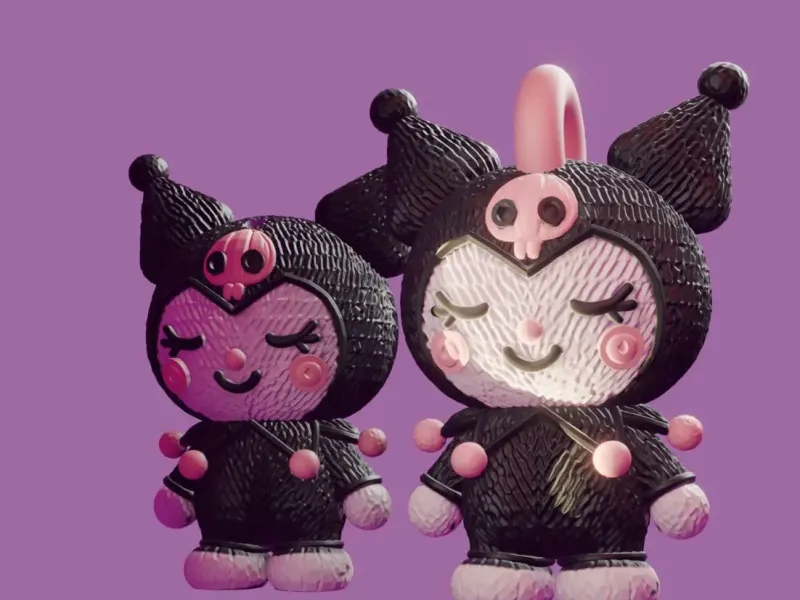 Kuromi textura de ganchillo llavero