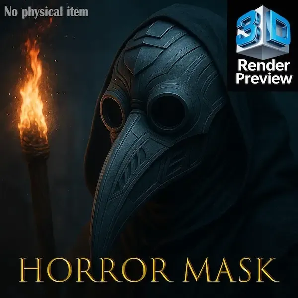 Plague Doctor Horror Mask STL – Dark Medieval Doctor Beak Ma