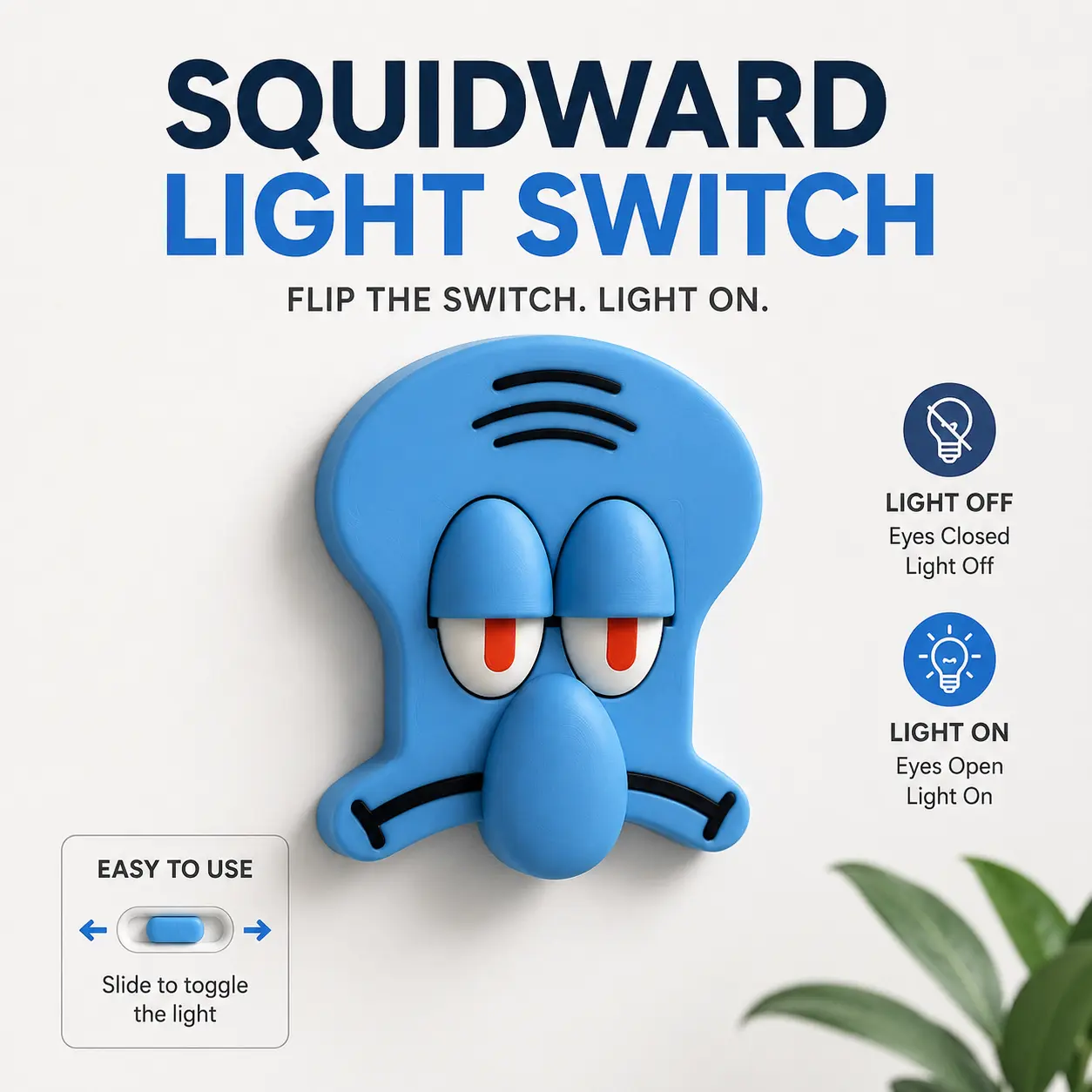 Squidward Light Switch Cover (Animated Eyes) | 3D Printable