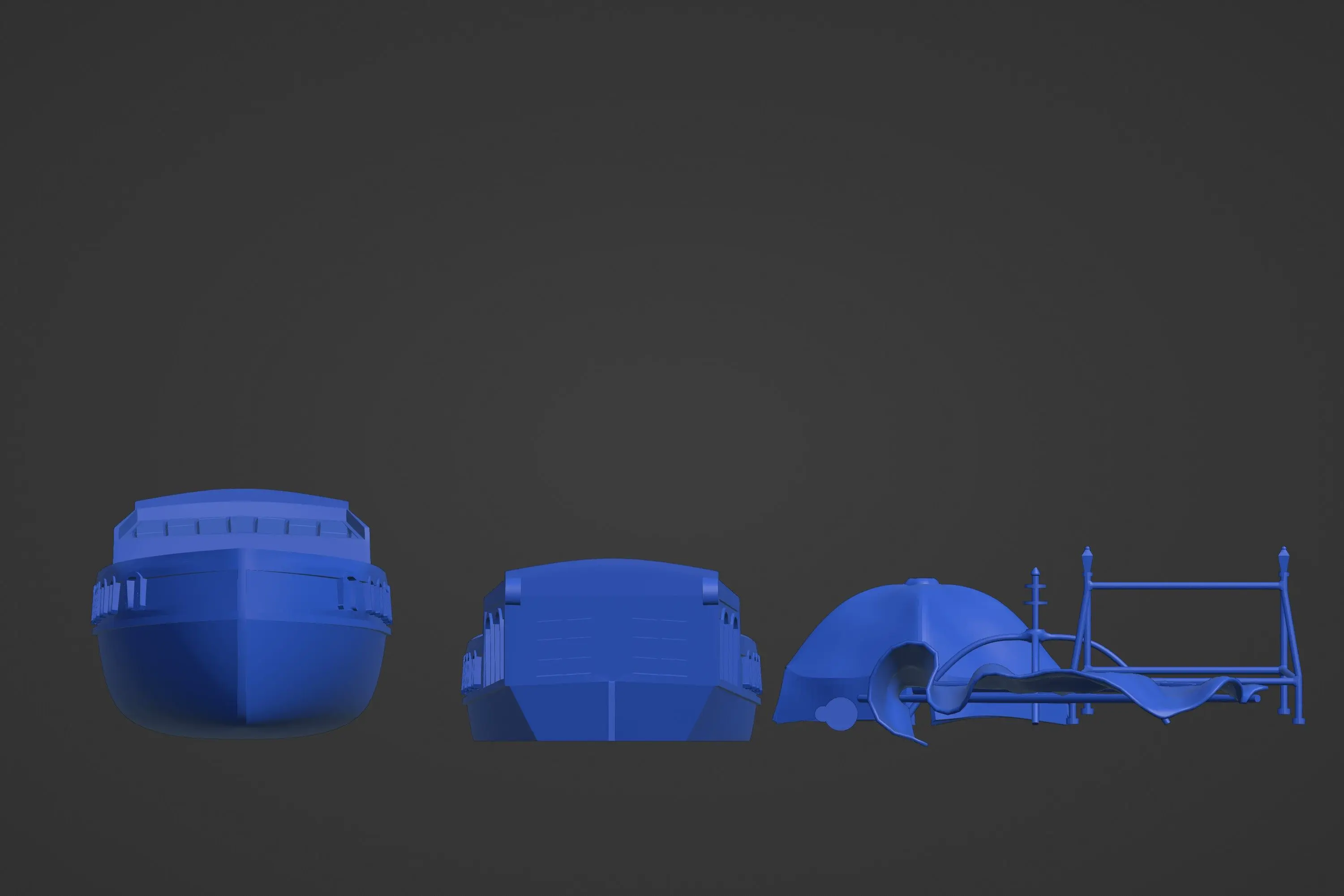 Винтажная голландская речная баржа 3d печать - два корпуса