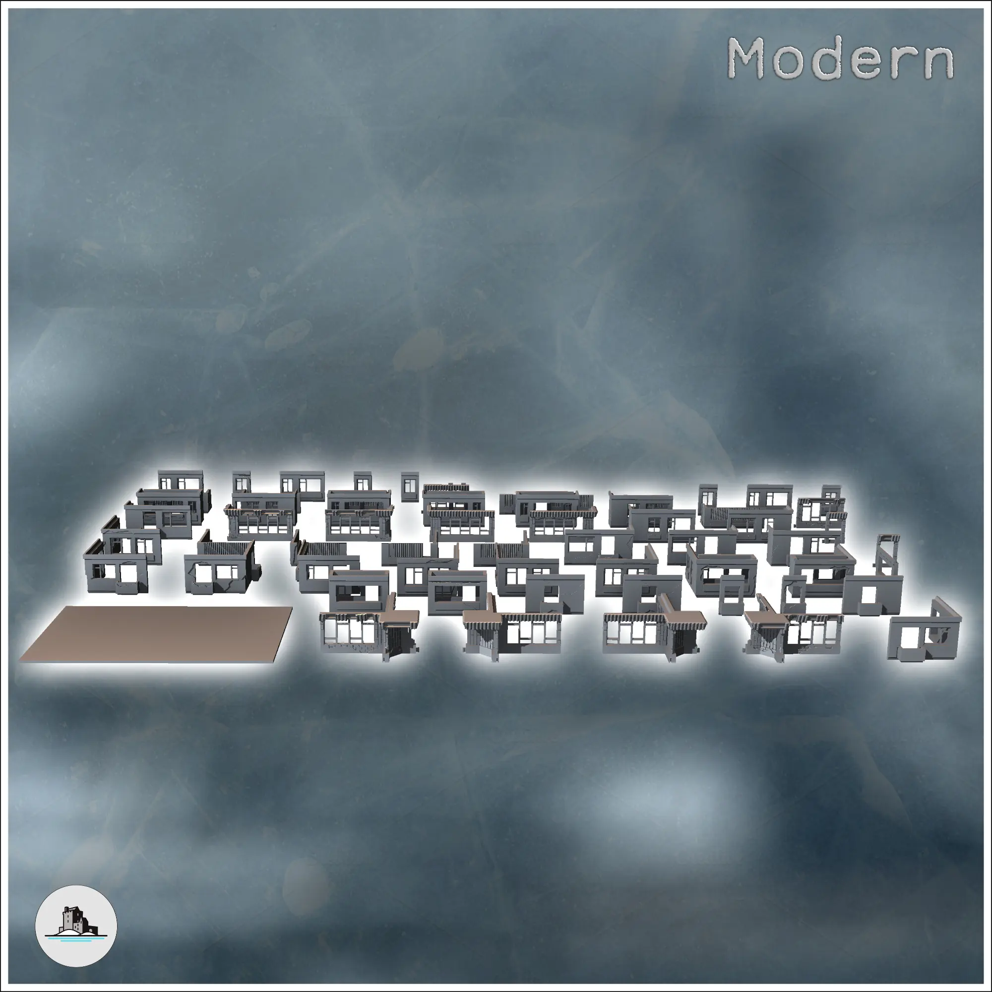 Set of modern modular multi-storey buildings (10) - miniatur