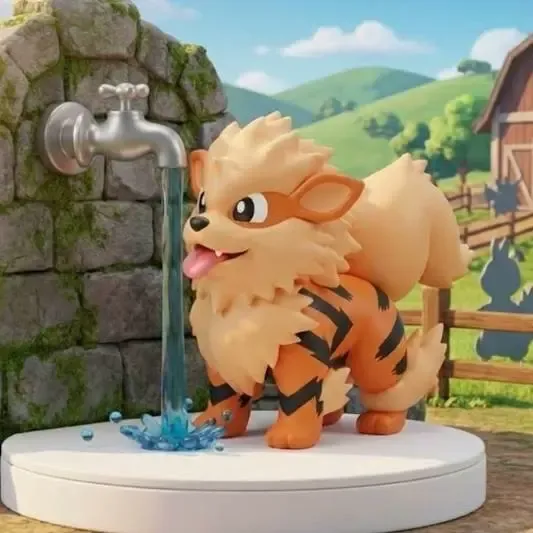 Arcanine Drinking Water